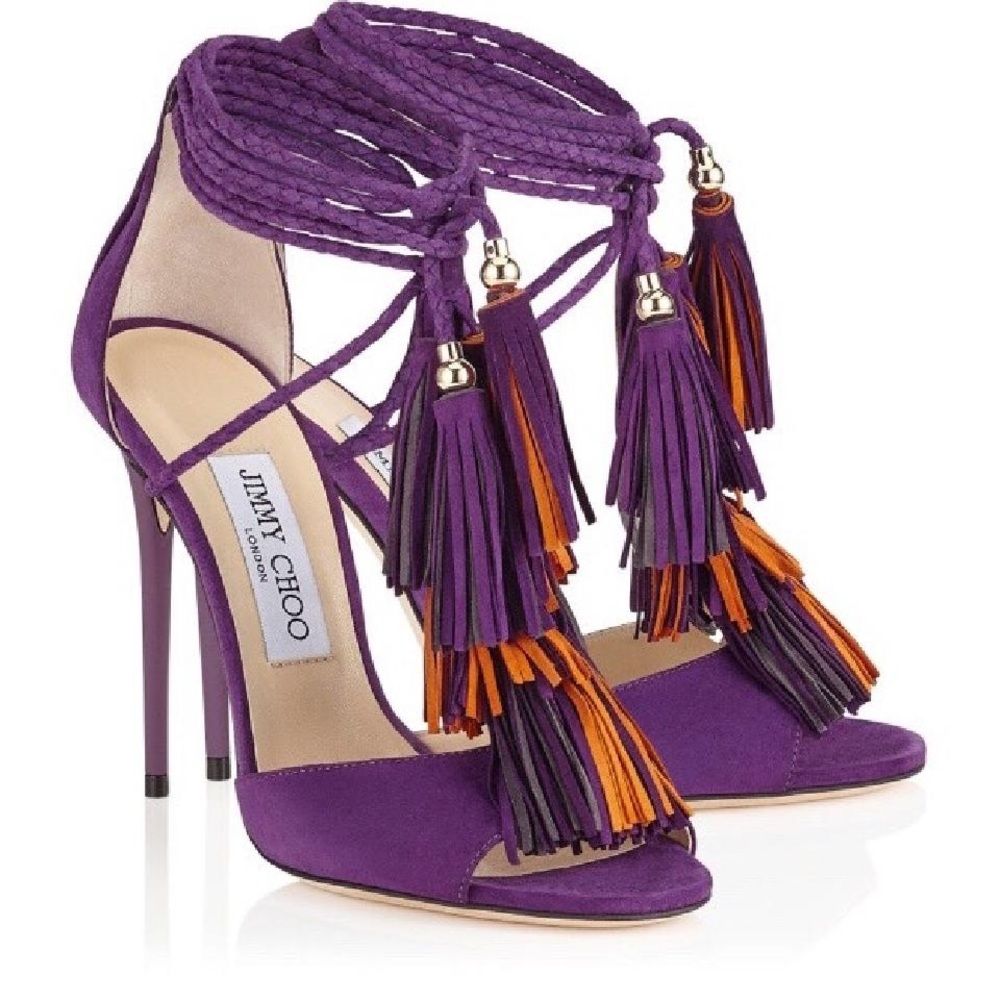 SOLD  | Jimmy Choo Mindy Fringe Sandal Heel Purple